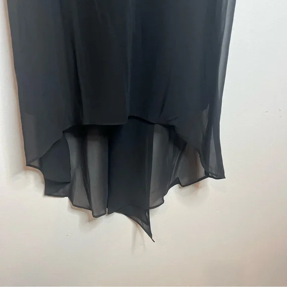 Adrianna Papell Womens XS Black Flutter Sleeve Chiffon Dress High Low Hemline - Picture 4 of 14